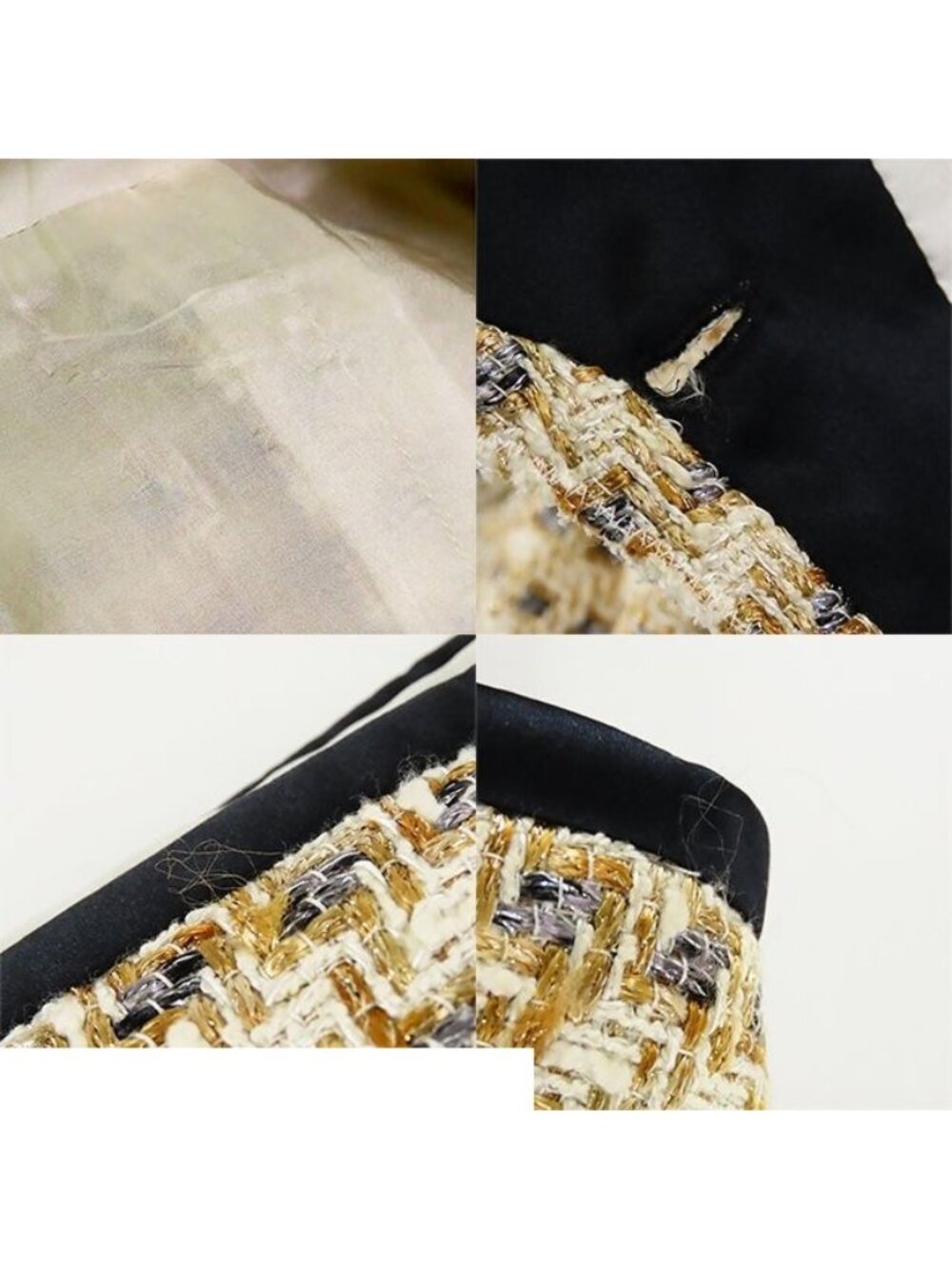 Chanel Tweed Jacket Skirt Ivory Gold Rayon 06P 36 - Picture 8 of 9